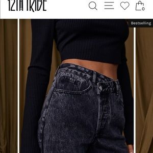 12th Tribe Dylan Black Asymmetrical Jeans